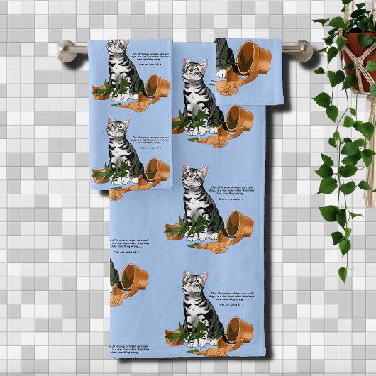 Pflanze Mischief Cat Badhandtuch Set