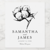 Pflanze mit Baumwollbolzen | Hochzeit Weinetikett (Einzelnes Label)
