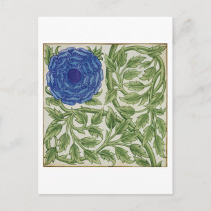 Pflanze mit blauer Blume (w/c auf Papier) Postkarte