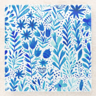 Pflanze mit Blumenwasser Nahtlose Textur Glasuntersetzer