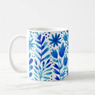 Pflanze mit Blumenwasser Nahtlose Textur Kaffeetasse