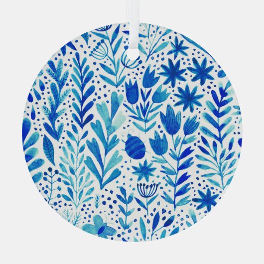 Pflanze mit Blumenwasser Nahtlose Textur Ornament Aus Glas (Rückseite)