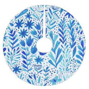 Pflanze mit Blumenwasser Nahtlose Textur Polyester Weihnachtsbaumdecke