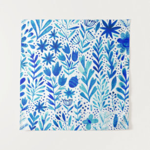Pflanze mit Blumenwasser Nahtlose Textur Wandteppich