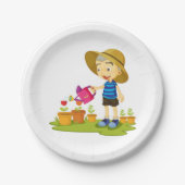 Pflanze mit Kinderwasser Gartenpapiere Teller (Vorderseite)