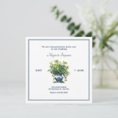 Pflanze mit künstlerischer Vase-Hochzeit Einladung (Stehend Vorderseite)
