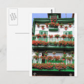 Pflanze mit rotem Blumentopf, malerischer spanisch Postkarte (Vorne/Hinten)
