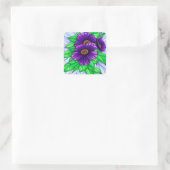 Pflanze mit violetten Blumen Quadratischer Aufkleber (Tasche)