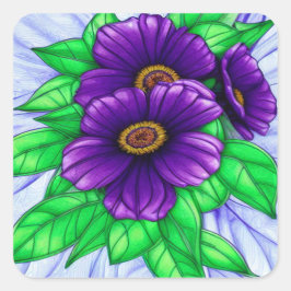 Pflanze mit violetten Blumen Quadratischer Aufkleber