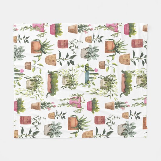 Pflanze mit Wasserfarbe Muster Fleecedecke (Vorderseite (Horizontal))