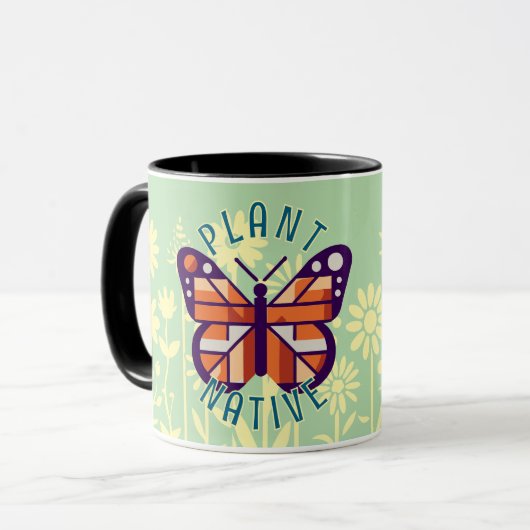 Pflanze Monarch Butterfly Yellow Flowers Tasse (Vorderseite Links)