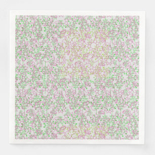 Pflanze Muster.14C Rosa Blütenblatt Offweiße BG Serviette