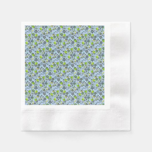 Pflanze Muster A03.b Blau BG Serviette (Vorderseite)