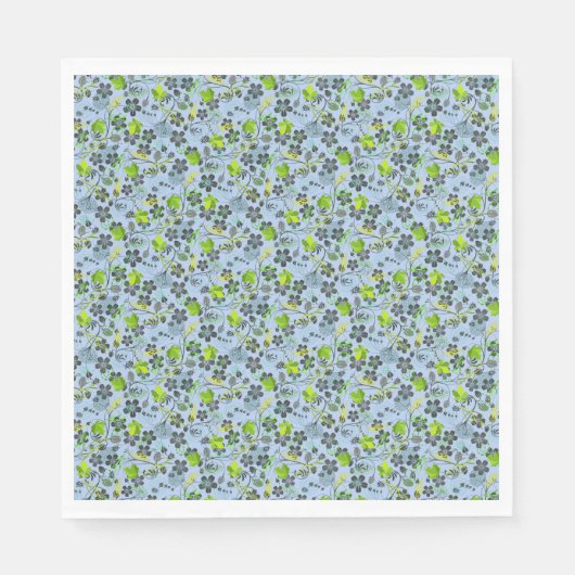 Pflanze Muster A03.b Blau BG Serviette (Vorderseite)