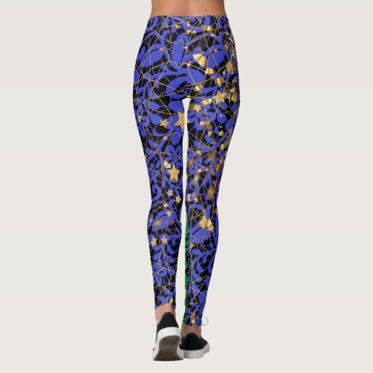 Pflanze Muster A06.b w Butterfly Blk BG Leggings (Rückseite)