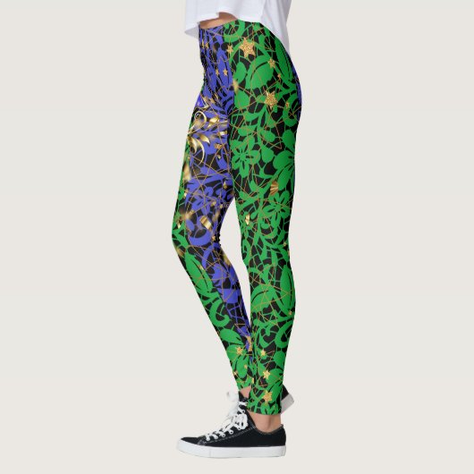 Pflanze Muster A06.b w Butterfly Blk BG Leggings (Links)
