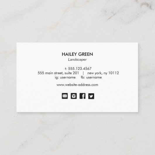 Pflanze-Nature-Logo für die Hand mit grünen Blätte Visitenkarte (Rückseite)