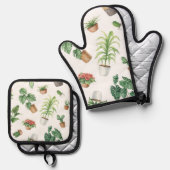 Pflanze Ofenhandschuh & Topflappen-Set (Vorderseite/Rückseite)
