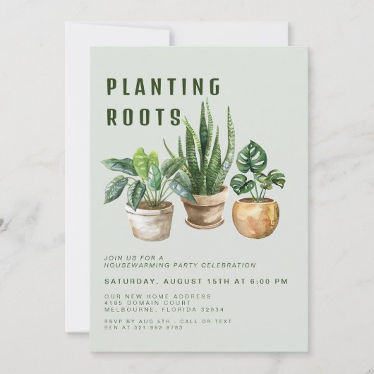 Pflanze Party Einladung (Vorderseite)