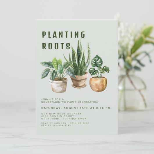 Pflanze Party Einladung (Stehend Vorderseite)