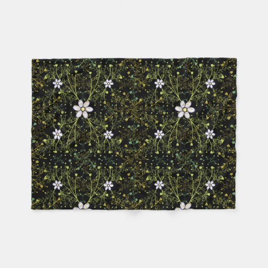 Pflanze pattern.10b Black BG Fleecedecke (Vorderseite (Horizontal))