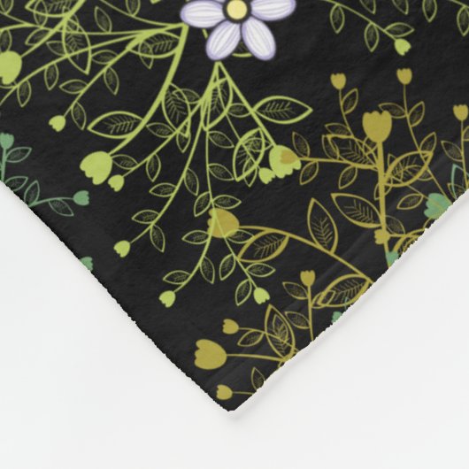 Pflanze pattern.10b Black BG Fleecedecke (Ecke)