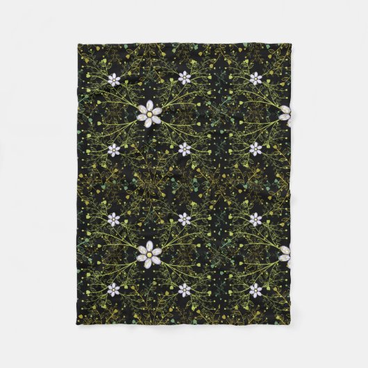 Pflanze pattern.10b Black BG Fleecedecke (Vorderseite)
