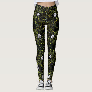 Pflanze pattern.10b Black BG Leggings