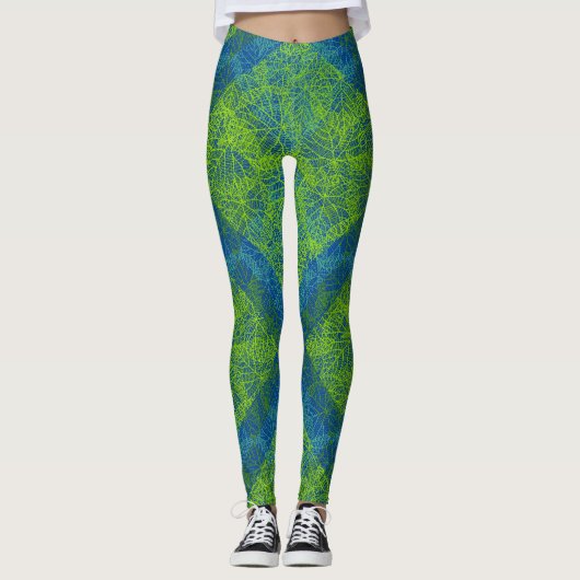 Pflanze pattern.12c Blue BG Leggings (Vorderseite)