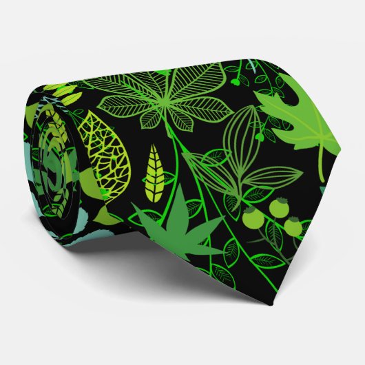 Pflanze pattern.14b Black BG Krawatte (Gerollt)