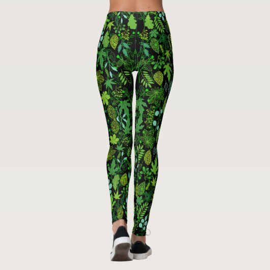 Pflanze pattern.14b Black BG Leggings (Rückseite)