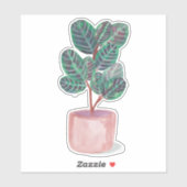 Pflanze Pfau Wasserfarben Aufkleber (Blatt)