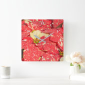 Pflanze Poinsettia Blume Quadratische Wanduhr (Zuhause)