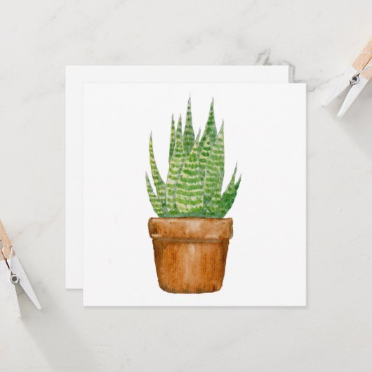 Pflanze Pot - Flachgrusskarte Karte (Vorderseite/Rückseite Beispiel)