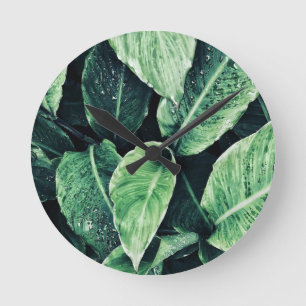 Pflanze Print Groen Kunst Green Art Runde Wanduhr