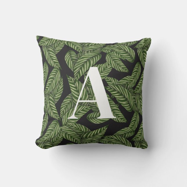 Pflanze Print Monogram Kissen (Vorderseite)