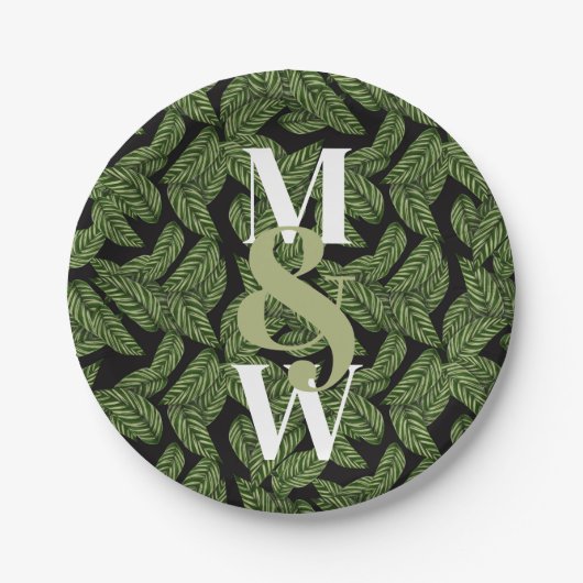 Pflanze Print Monogram Pappteller (Vorderseite)