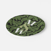 Pflanze Print Monogram Pappteller (Schrägansicht)