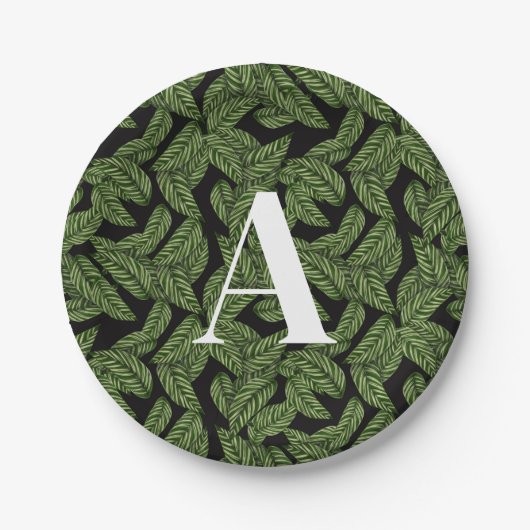 Pflanze Print Monogram Pappteller (Vorderseite)