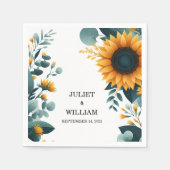 Pflanze Rustikaler Garten Grüne Sonnenblumen Hochz Serviette (Vorderseite)