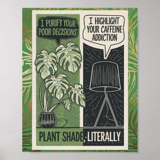 Pflanze Shade buchstäblich Monstera vs Lamp Spaß Poster (Vorne)