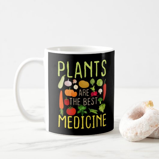 Pflanze sind die besten Medizin Cool Vegan Vegetar Kaffeetasse (Mit Donut)