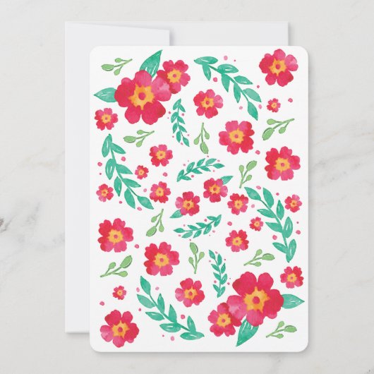 Pflanze Sprout Rote Flora Brautparty Einladung (Rückseite)