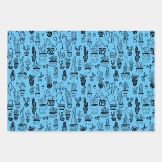 Pflanze Sukkulente Kakteen Handmade Neon Geschenk Geschenkpapier Set (Vorderseite 2)