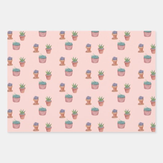 Pflanze Sukkuline und Cacti-Wasserfarbengeschenk Geschenkpapier Set (Vorderseite 3)