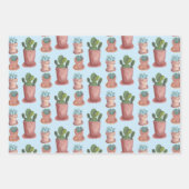 Pflanze Sukkuline und Cacti-Wasserfarbengeschenk Geschenkpapier Set (Vorderseite)
