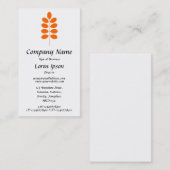 Pflanze Symbol - Orange auf Weiß Visitenkarte (Vorne/Hinten)