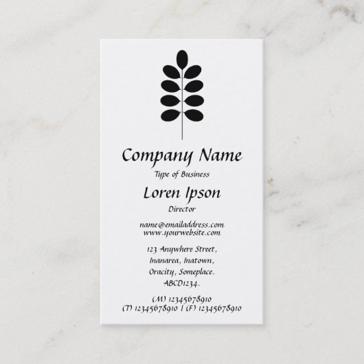 Pflanze Symbol - Weiß Visitenkarte (Vorderseite)