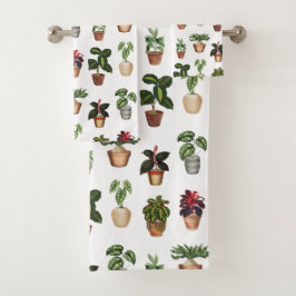 Pflanze Terracotta Pots Muster Badhandtuch Set