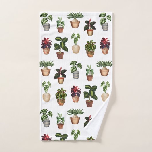 Pflanze Terracotta Pots Muster Badhandtuch Set (Handtuch)